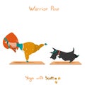 Cute little girl and her dog scottie doing yoga