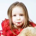 Cute little girl with her teddy-bear toy friend Royalty Free Stock Photo