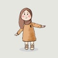 Cute Little Girl Hijab Happy face, Muslim Little Girl Vector Illustration Happy