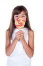 Cute little girl holding big lolly pop Royalty Free Stock Photo