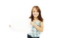 Cute little girl holding blank sign