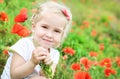 Cute little girl holding a bouquet Royalty Free Stock Photo