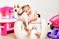 Cute little girl hugging her dog Royalty Free Stock Photo