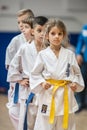 Cute little girl in kimono on Martial Arts Sport Demonstration