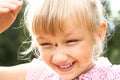 Girl with ladybird on her nose Royalty Free Stock Photo