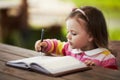 Cute little girl learning to write Royalty Free Stock Photo