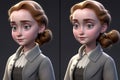 Cute Little Girl look with Wednesday\'s Braids Inspired 3D Render