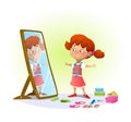 Cute little girl looking in the mirror Royalty Free Stock Photo