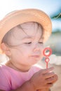 Cute little girl making bubbles Royalty Free Stock Photo