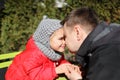 Cute little girl meeting with her father