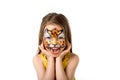 Cute little girl with painted face Royalty Free Stock Photo