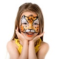 Cute little girl with painted face Royalty Free Stock Photo