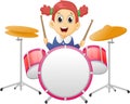 Cute Little girl playing drum Royalty Free Stock Photo