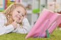 Cute little girl reading book Royalty Free Stock Photo