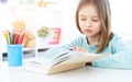 Cute little girl reading book Royalty Free Stock Photo