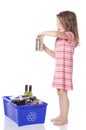 Young girl recycling