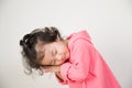 Cute little girl stand sleeping