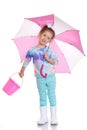 Cute little girl standing under umbrella Royalty Free Stock Photo