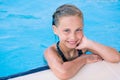 Cute little girl in swimming pool Royalty Free Stock Photo