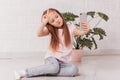 Cute little girl takes a photo selfie on smartphone Royalty Free Stock Photo