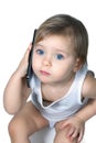 Cute little girl is talking on smartphone