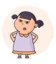 Cute little girl little girl tantrum and scream very loud vector illustration Royalty Free Stock Photo