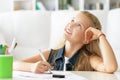 Cute little girl thinking about something Royalty Free Stock Photo