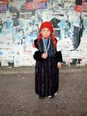 Cute little girl in traditional macedonian costume