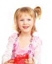 Cute little girl and violet beads Royalty Free Stock Photo