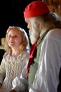 Little Girl Visiting Santa Claus at Christmas