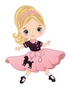 Vector Carton Sock Hop Fifties Dancing Girl Royalty Free Stock Photo