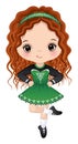 Vector Girl Dancing Irish Dance in Celtic Dress