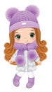 Cute Little Girl Wearing Winter Outfit. Vector Trendy Girl Royalty Free Stock Photo