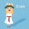 Cute little girl with wreath and candle crown, Saint Lucia