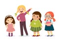 Cute little girls in different character on white background