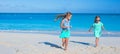 Cute little girls enjoying summer beach vacation Royalty Free Stock Photo