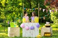 Cute little girls at lemonade stand. Summer refreshing natural drink Royalty Free Stock Photo