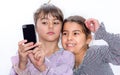 Cute little girls making selfie Royalty Free Stock Photo