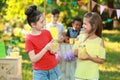 Cute little girls with natural lemonade. Summer refreshing drink Royalty Free Stock Photo