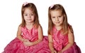 Cute Little Girls in Pink Dresses Royalty Free Stock Photo