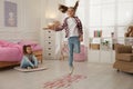 Cute little girls playing hopscotch Royalty Free Stock Photo