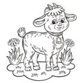 Cute little goat or sheep lamb farm horned domestic animal kid coloring book page. Children education game. Outline drawing vector Royalty Free Stock Photo