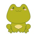 Cute little green frog. Flat design for poster or t-shirt. Vector illustration Royalty Free Stock Photo