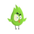 Cute little green funny angry chick bird standing colorful character vector Illustration Royalty Free Stock Photo