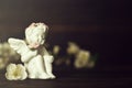 Little guardian angel holding flowers Royalty Free Stock Photo