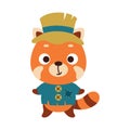 Cute little Halloween red panda in a scarecrow costume. Cartoon animal character for kids t-shirts, nursery decoration Royalty Free Stock Photo
