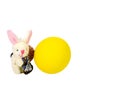 handmade bunny and a yellow easter egg Royalty Free Stock Photo