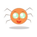 Cute little happy kawaii spider with big eyes is smiling. Vector flat icon, arachnid insect logo. Royalty Free Stock Photo