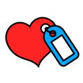 Cute little heart icon with hang tag