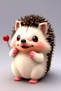 cute little hedgehog with a heart of love generative ai